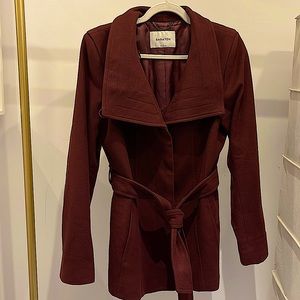 Aritzia Babaton “The Connor Coat” maroon wool & cashmere coat